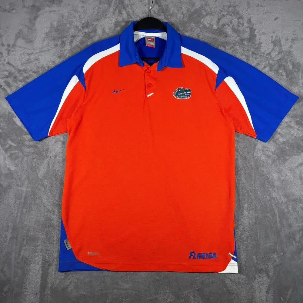 Nike Team Florida Gators Fit Dry Football Polo Shirt Orange Blue Size Small